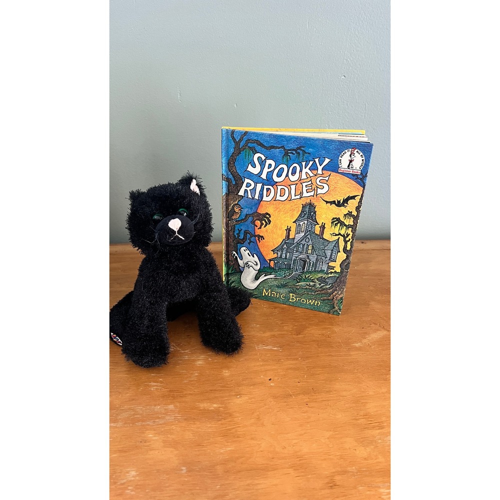 Spooky Riddles Marc Brown Beginner Books Vintage 1980 Hardcover & Ganz Black Cat